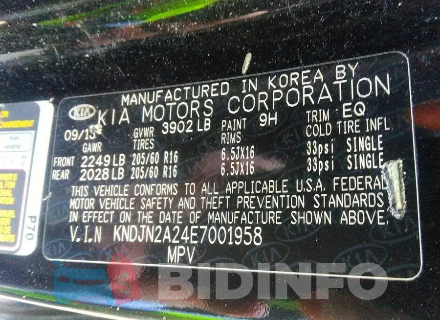 KNDJN2A24E7001958 Photo# 9