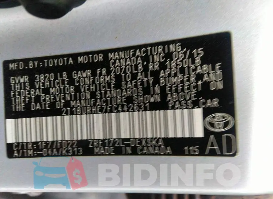 2T1BURHE7FC442631 Photo# 9