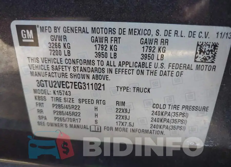 3GTU2VEC7EG311021 Photo# 9
