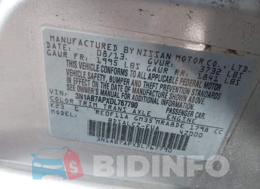 3N1AB7APXDL767790 Photo# 9