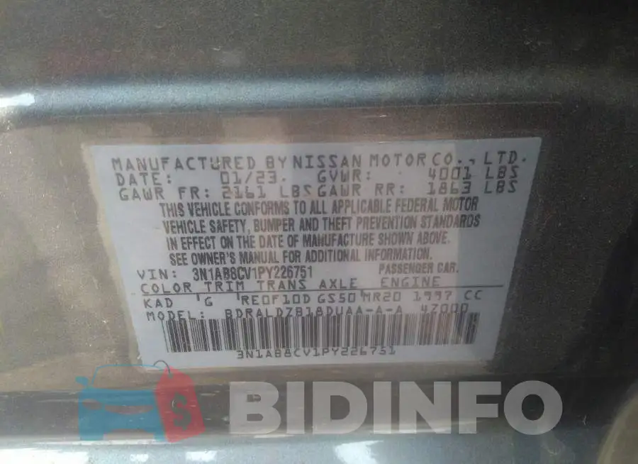 3N1AB8CV1PY226751 Photo# 9