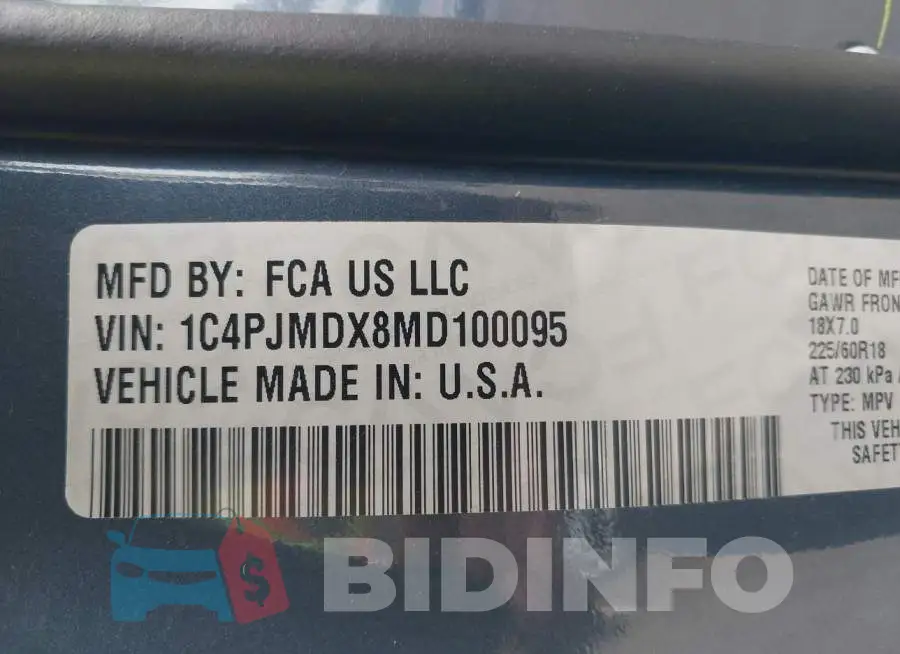 1C4PJMDX8MD100095 Photo# 9