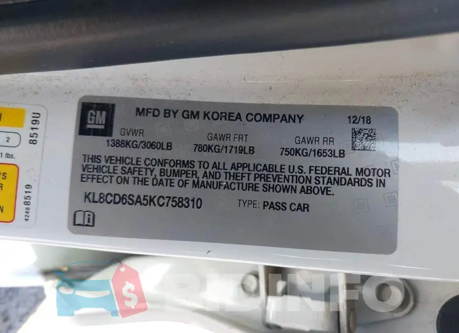 KL8CD6SA5KC758310 Photo# 9
