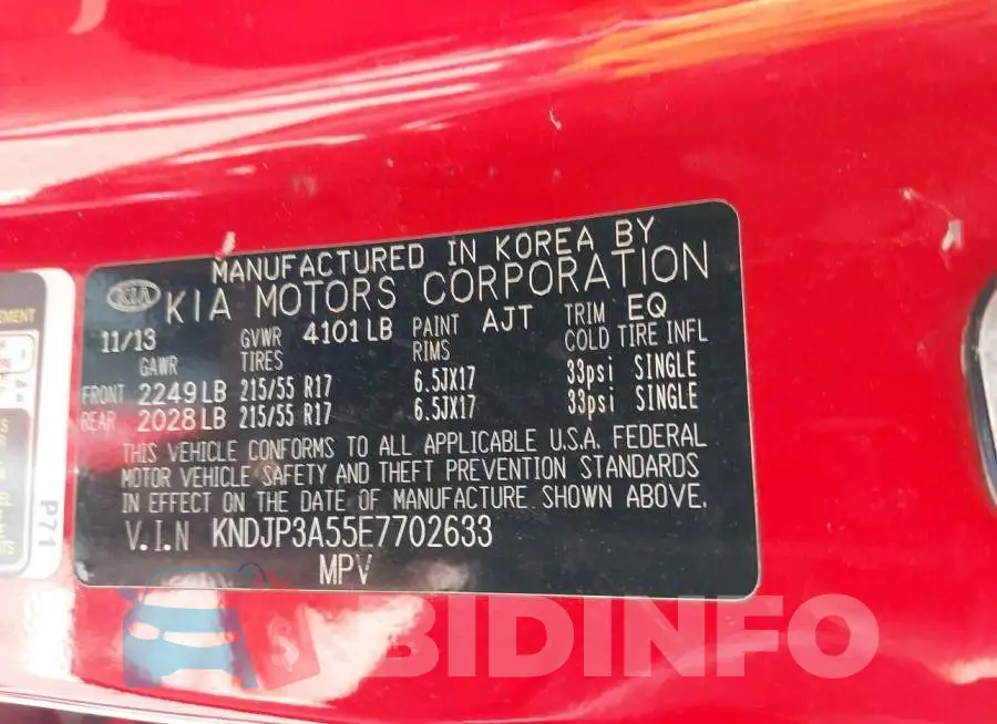 KNDJP3A55E7702633 Photo# 9
