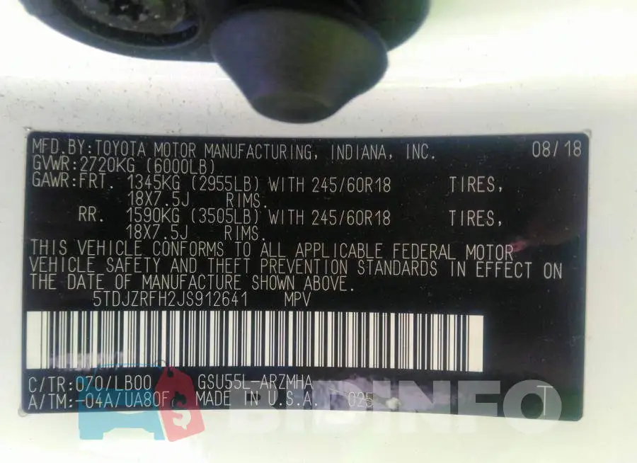 5TDJZRFH2JS912641 Photo# 9