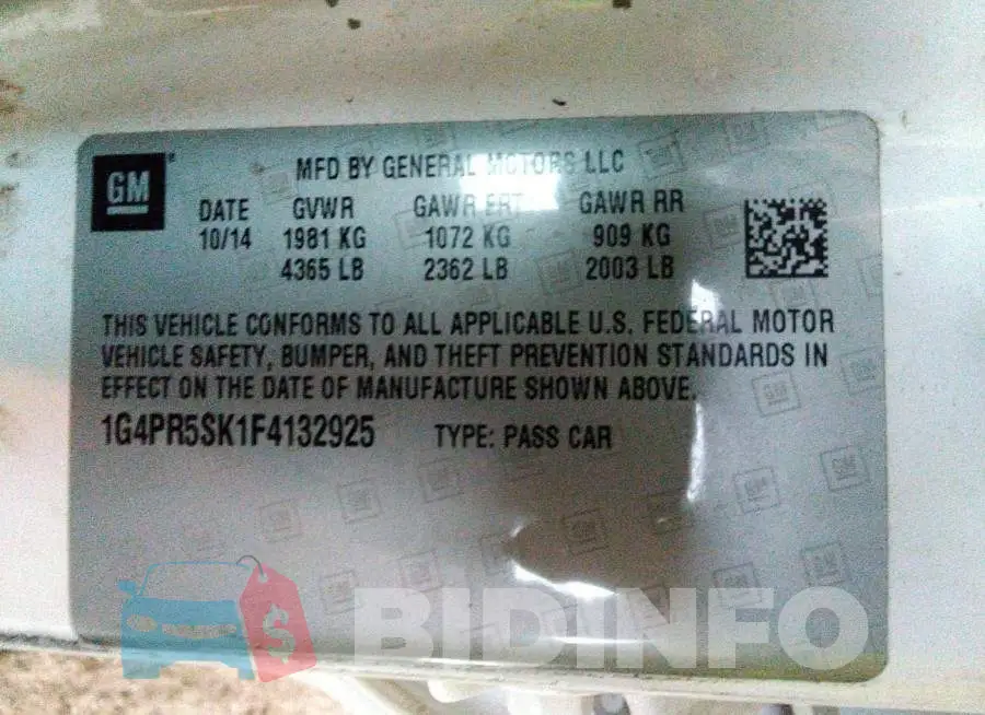 1G4PR5SK1F4132925 Photo# 9