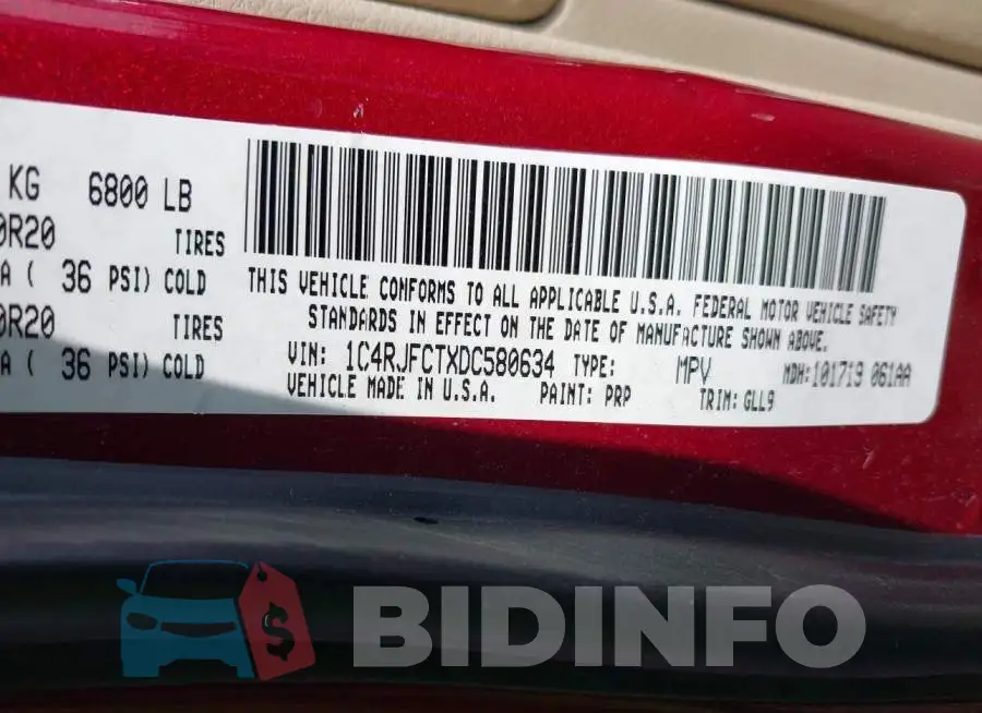 1C4RJFCTXDC580634 Photo# 9