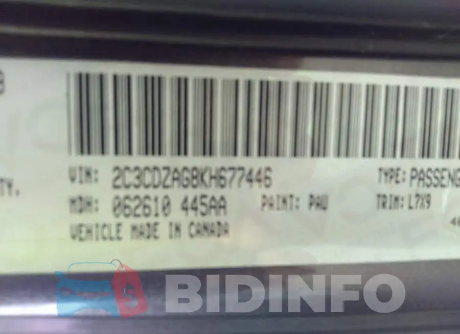 2C3CDZAG8KH677446 Photo# 9