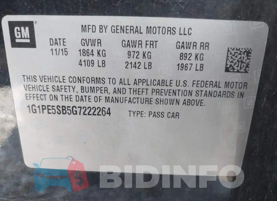1G1PE5SB5G7222264 Photo# 9