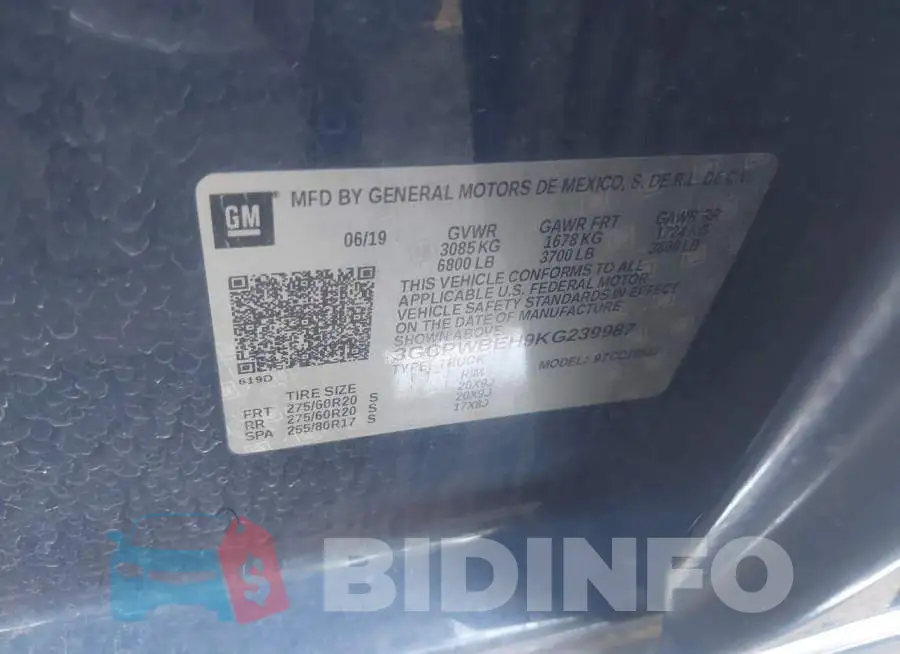 3GCPWBEH9KG239987 Photo# 9