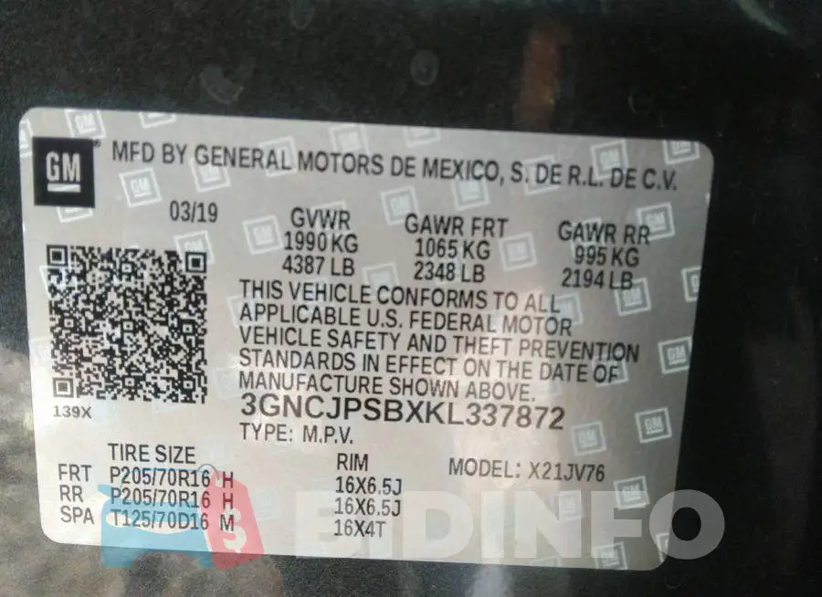3GNCJPSBXKL337872 Photo# 9