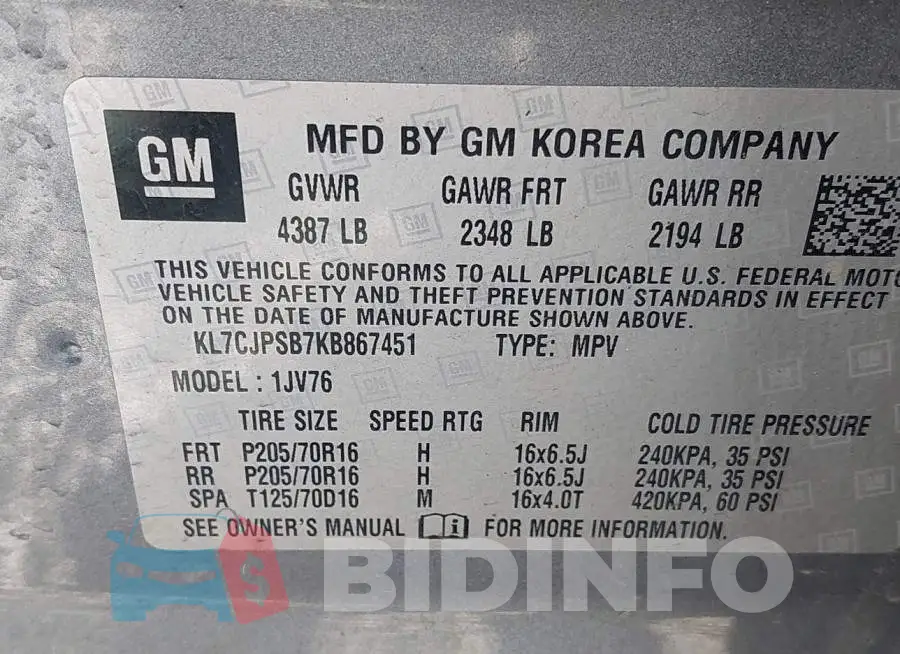 KL7CJPSB7KB867451 Photo# 9