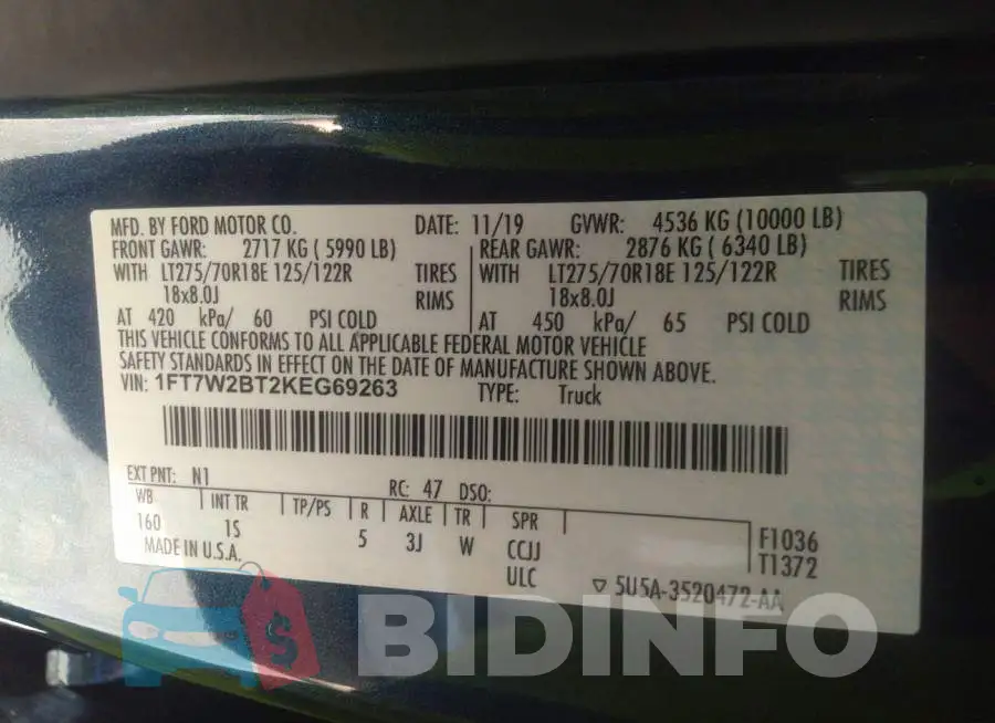1FT7W2BT2KEG69263 Photo# 9