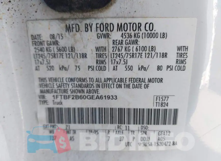 1FTBF2B60GEA61933 Photo# 9