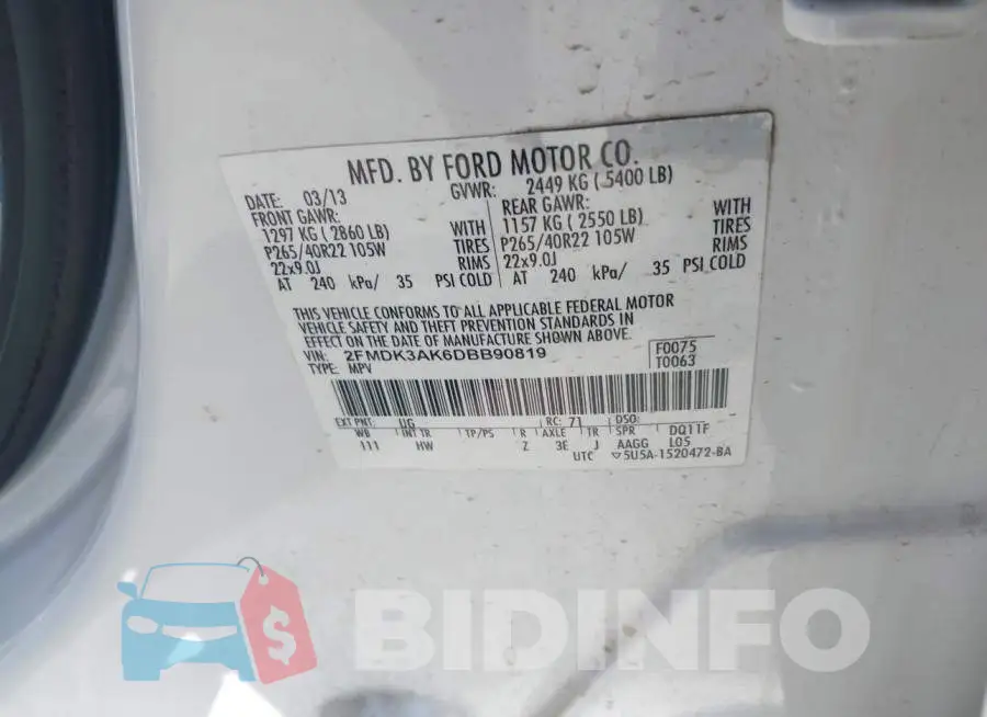 2FMDK3AK6DBB90819 Photo# 9
