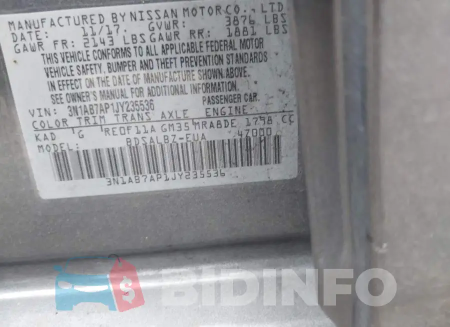 3N1AB7AP1JY235536 Photo# 9