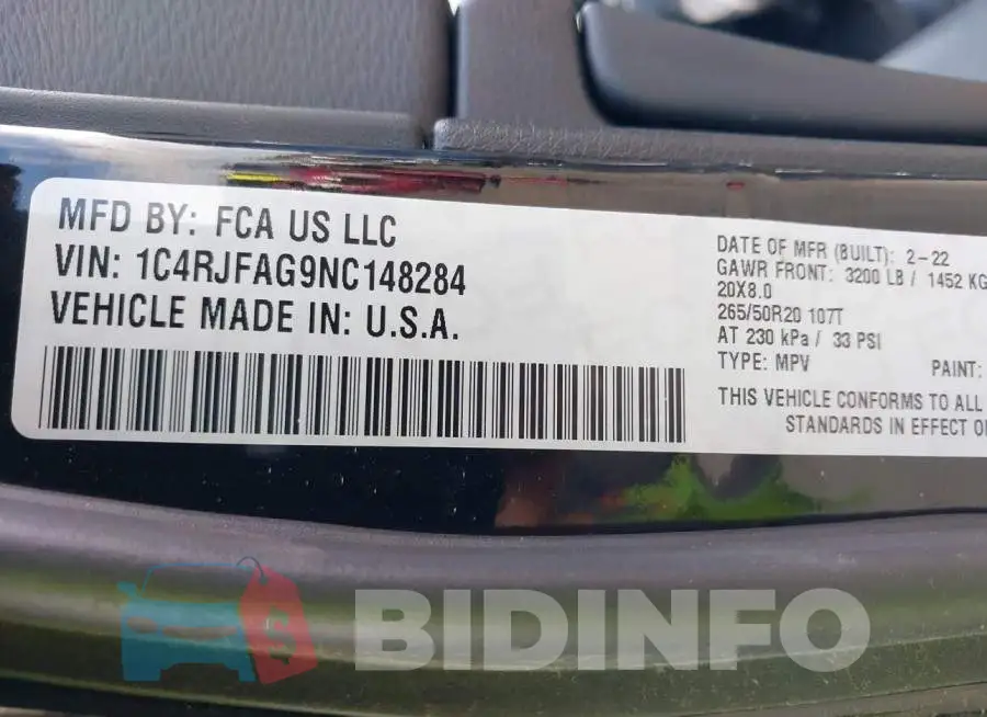 1C4RJFAG9NC148284 Photo# 9