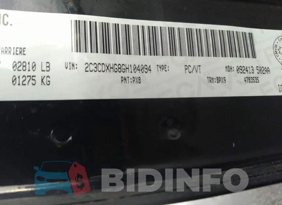 2C3CDXHG8GH104094 Photo# 9