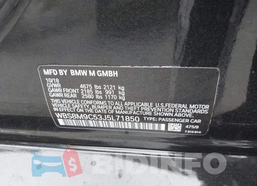 WBS8M9C53J5L71850 Photo# 9