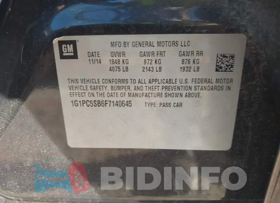 1G1PC5SB6F7140645 Photo# 9