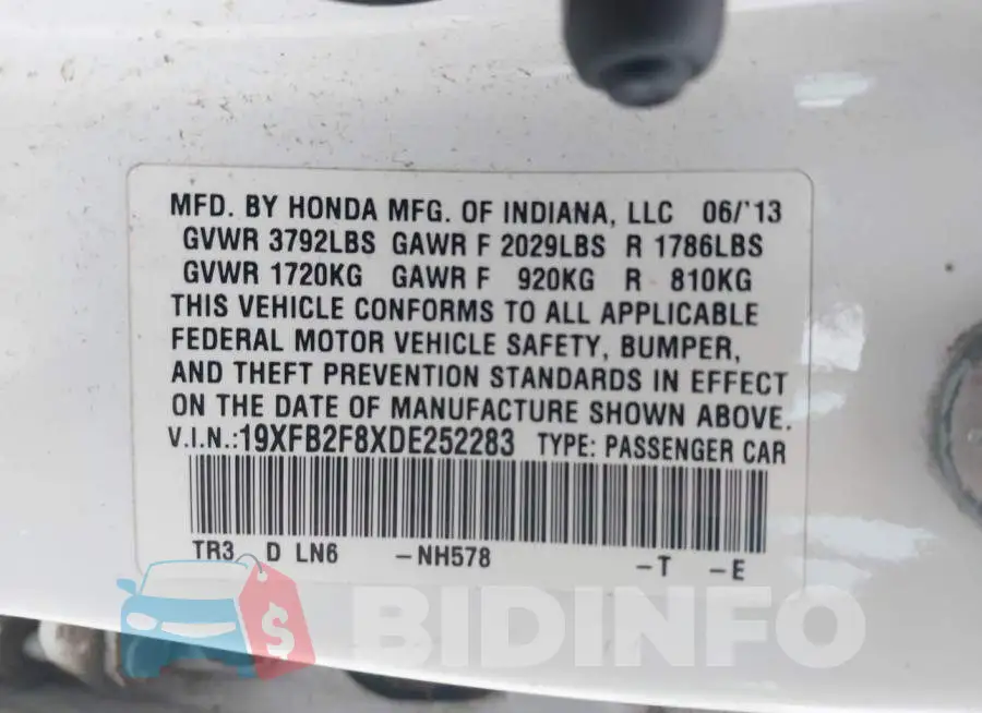 19XFB2F8XDE252283 Photo# 9