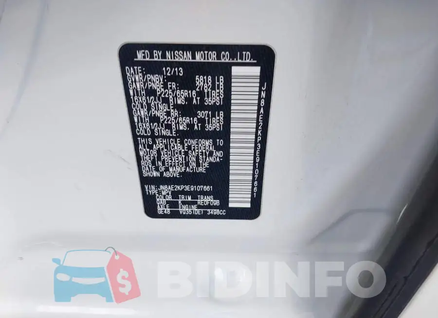 JN8AE2KP3E9107661 Photo# 9