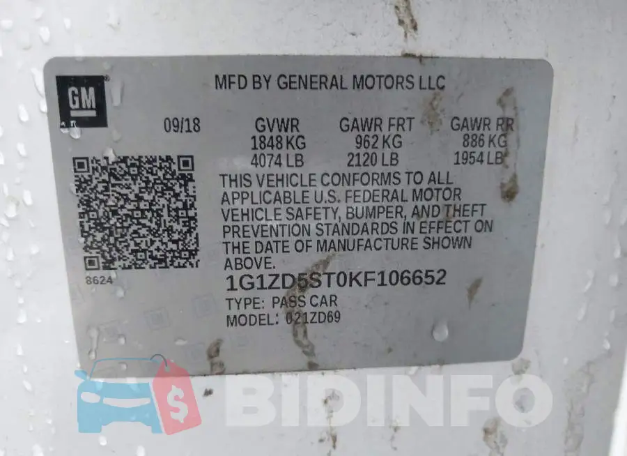 1G1ZD5ST0KF106652 Photo# 9