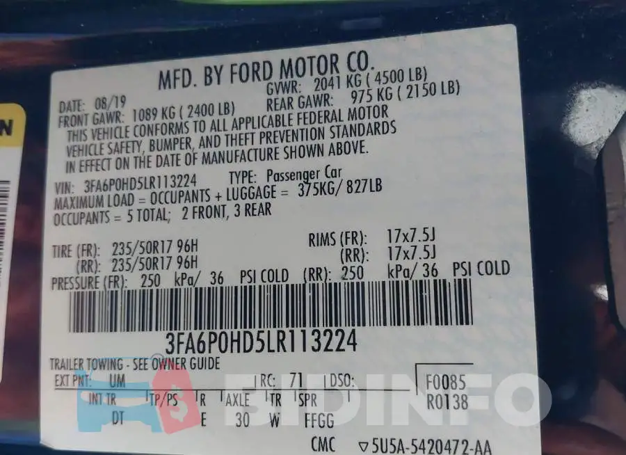3FA6P0HD5LR113224 Photo# 9