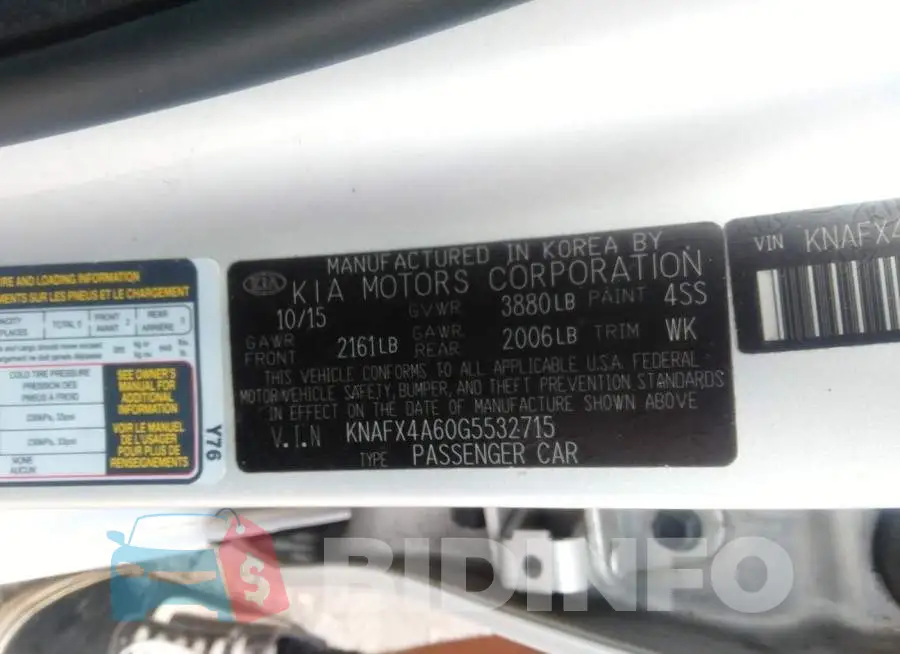 KNAFX4A60G5532715 Photo# 9