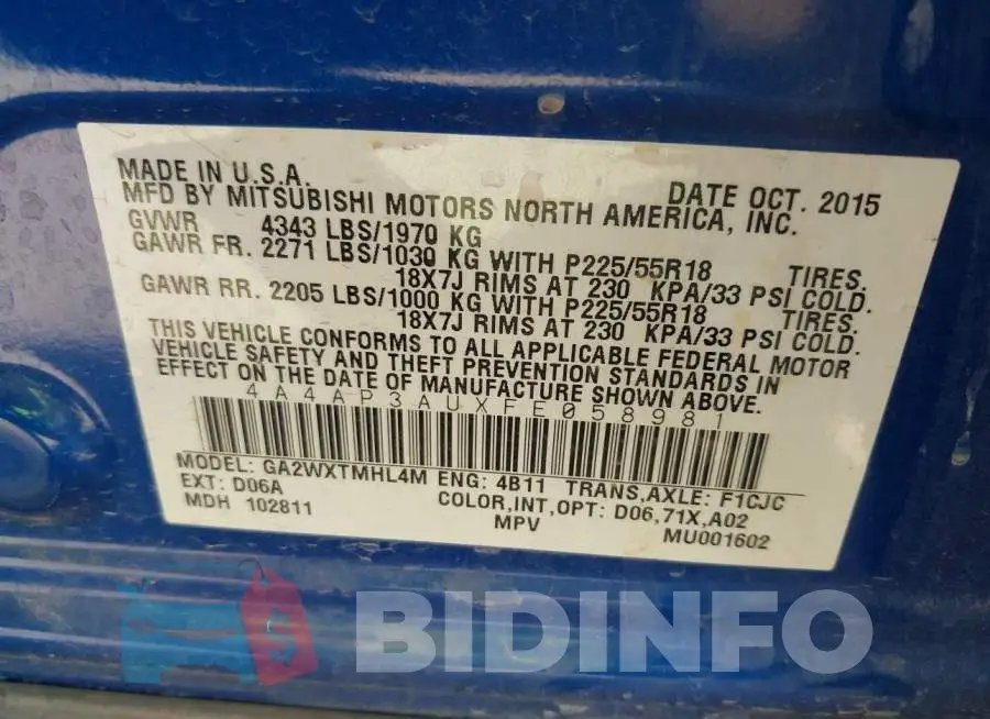 4A4AP3AUXFE058981 Photo# 9