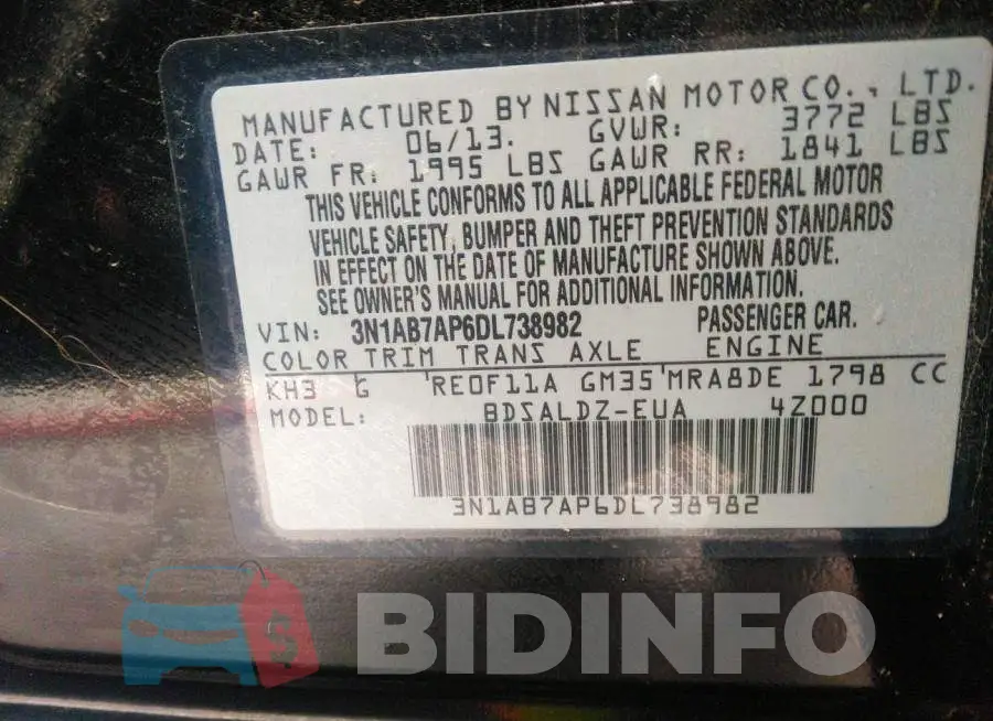 3N1AB7AP6DL738982 Photo# 9