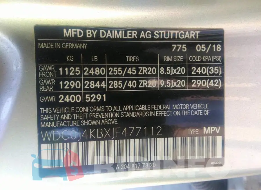 WDC0J4KBXJF477112 Photo# 9
