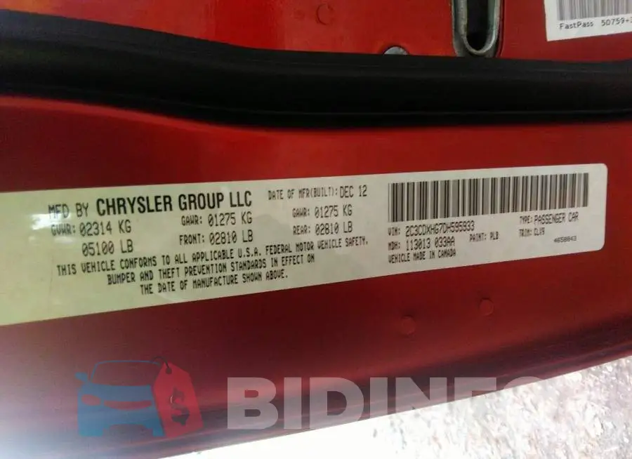 2C3CDXHG7DH595933 Photo# 9
