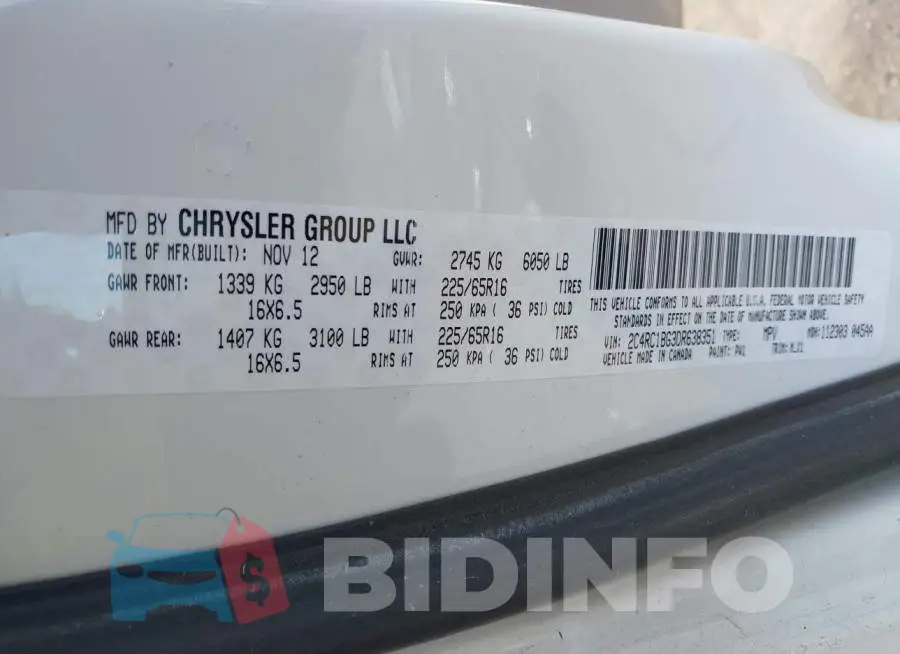 2C4RC1BG3DR638351 Photo# 9