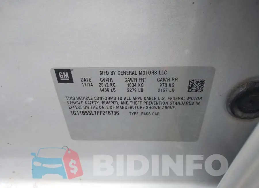 1G11B5SL7FF216736 Photo# 9
