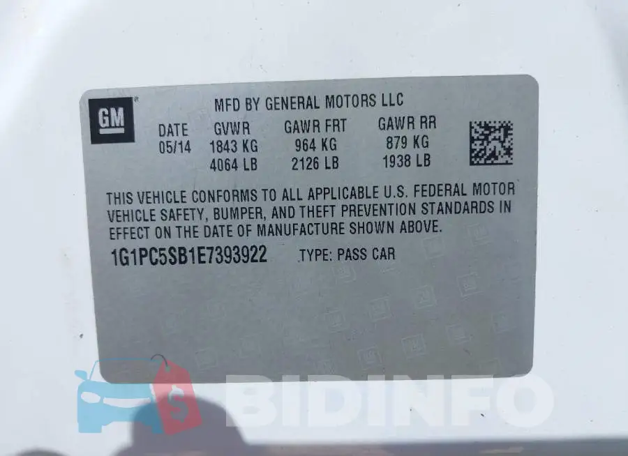 1G1PC5SB1E7393922 Photo# 9