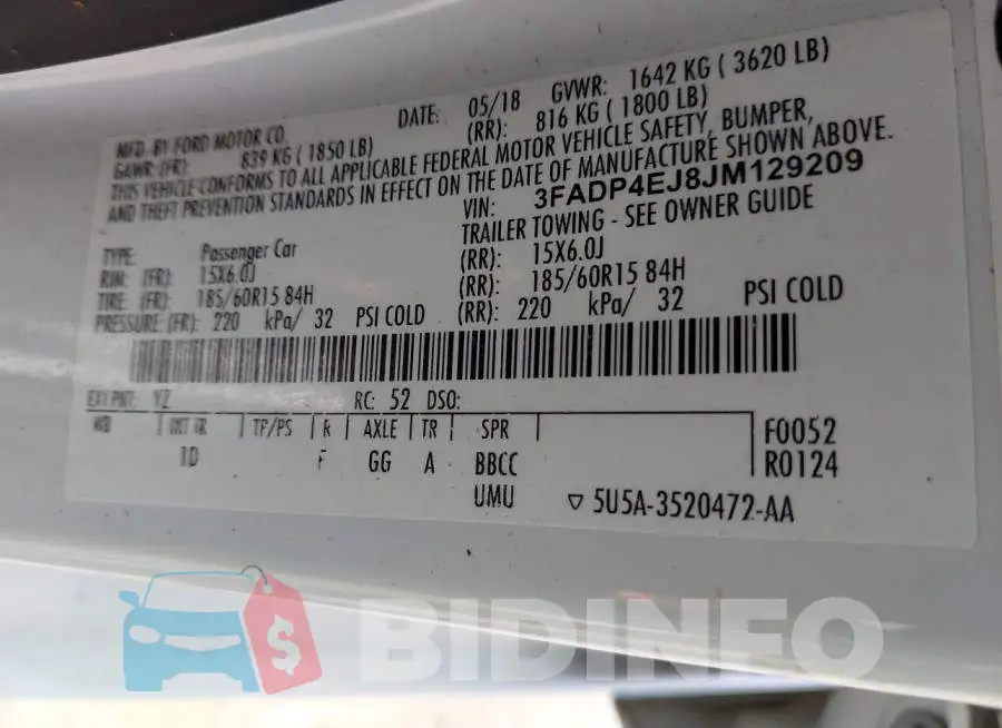 3FADP4EJ8JM129209 Photo# 9