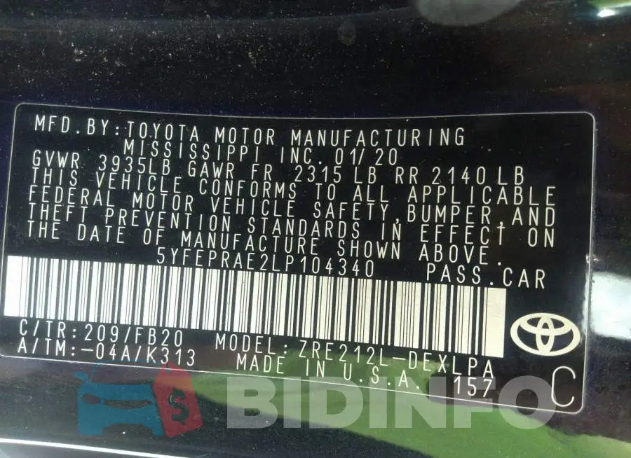5YFEPRAE2LP104340 Photo# 9