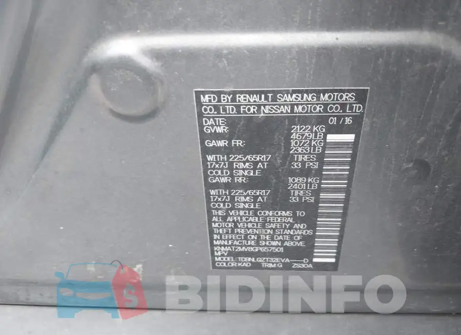 KNMAT2MV8GP657501 Photo# 9