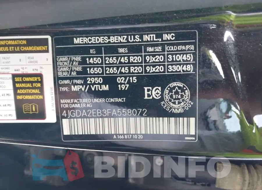 4JGDA2EB3FA558072 Photo# 9
