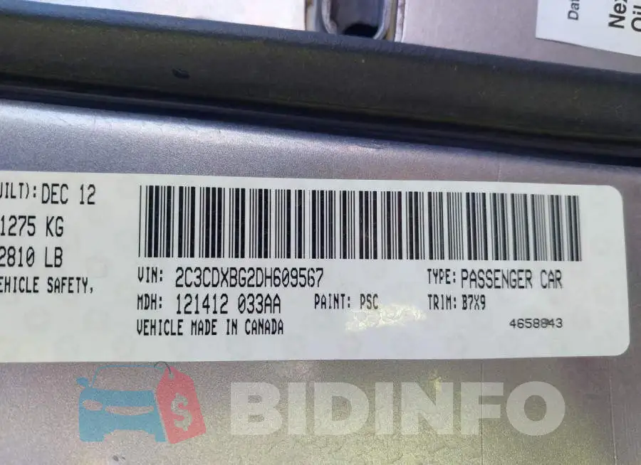 2C3CDXBG2DH609567 Photo# 9