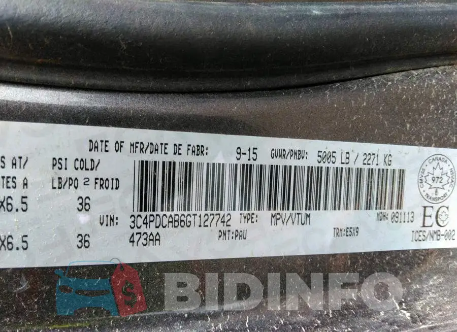 3C4PDCAB6GT127742 Photo# 9
