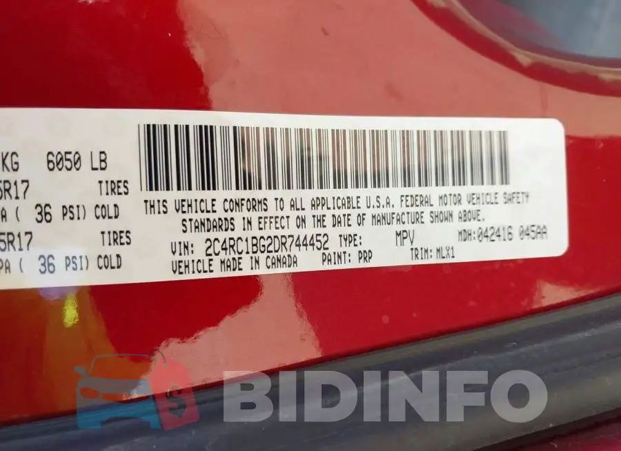 2C4RC1BG2DR744452 Photo# 9