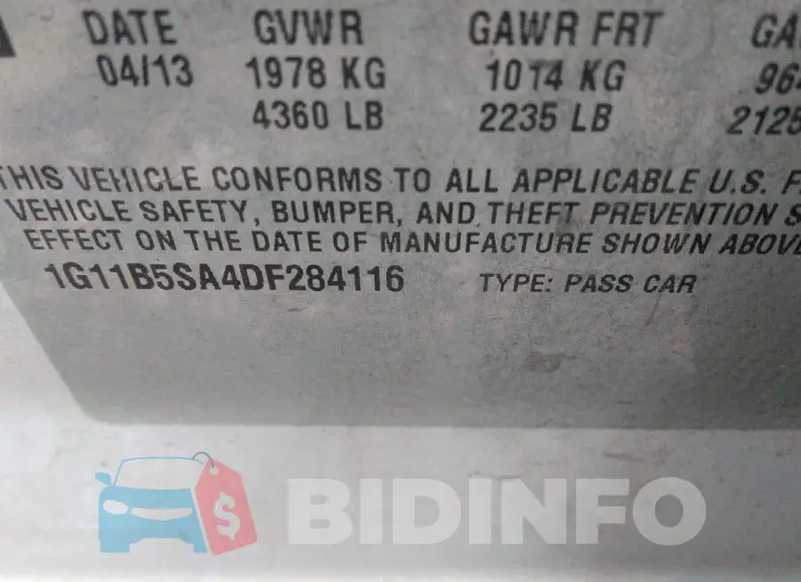 1G11B5SA4DF284116 Photo# 9