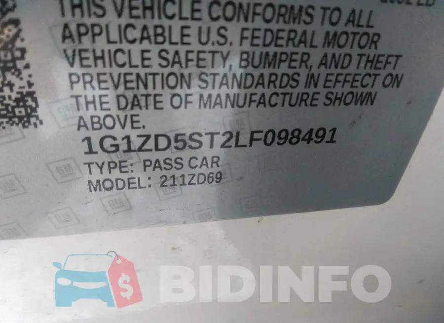 1G1ZD5ST2LF098491 Photo# 9