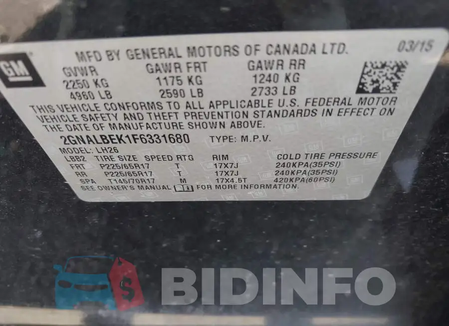 2GNALBEK1F6331680 Photo# 9