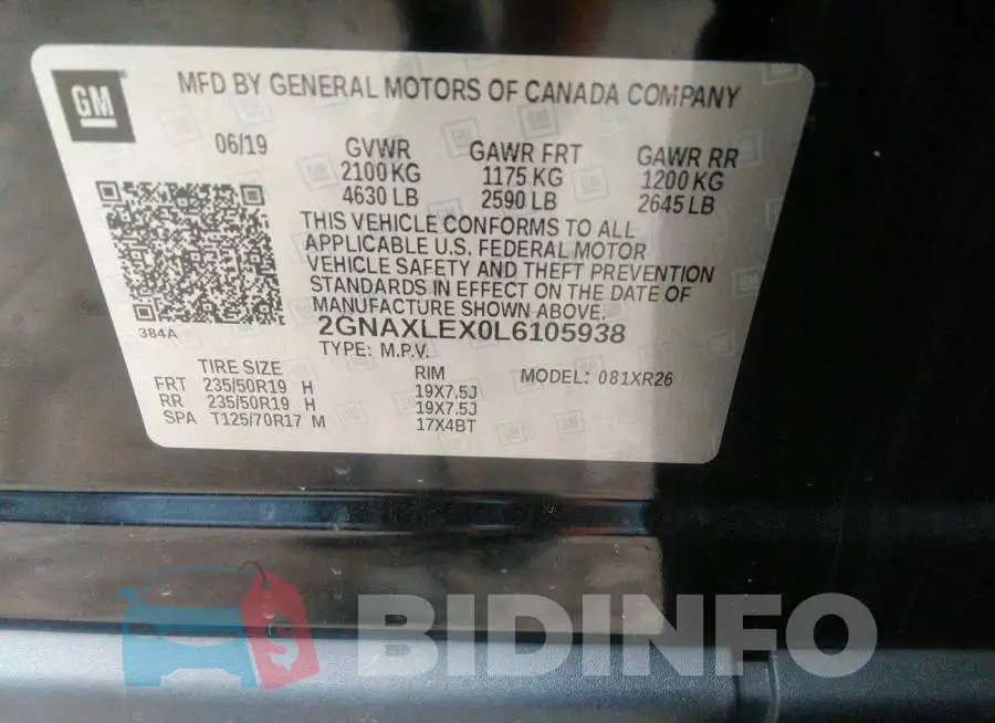 2GNAXLEX0L6105938 Photo# 9