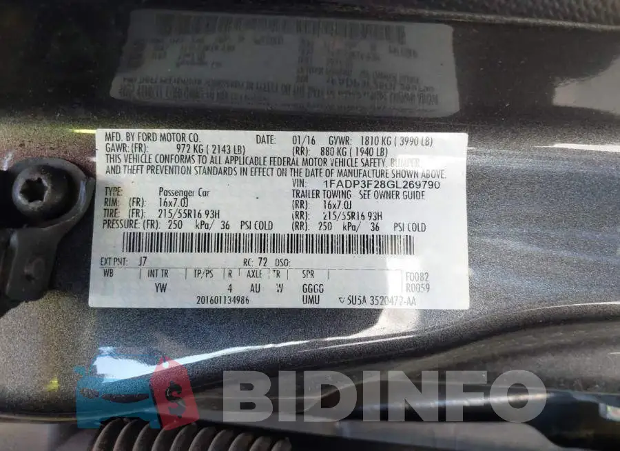 1FADP3F28GL269790 Photo# 9