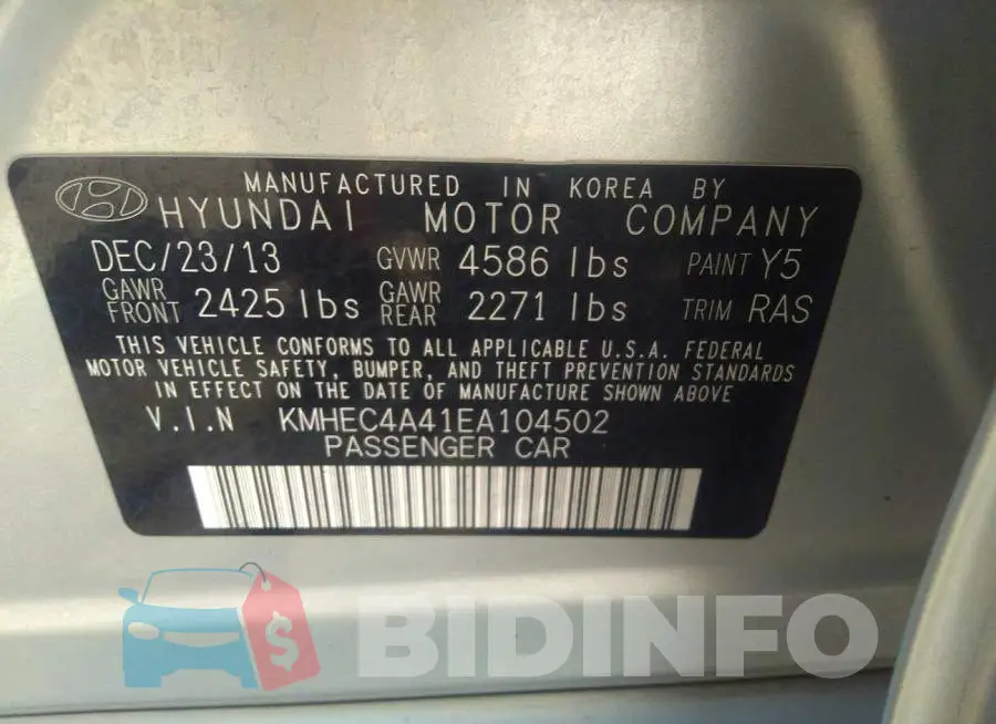 KMHEC4A41EA104502 Photo# 9