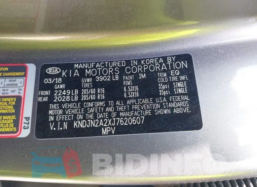 KNDJN2A2XJ7620607 Photo# 9